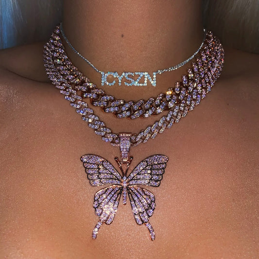 Pink Cuban Butterfly Necklace